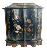 Antique English Papier Mache Cabinet With Writing Slope