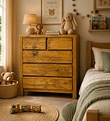 Natural Wood 5D Dresser — Asian Barn