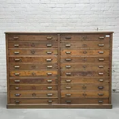 18 Drawer Oak Flat File Cabinet