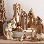 11 Piece Woodgrain Nativity Set
