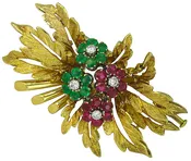 0.25ct Diamond 1.00ct Ruby 0.90ct Emerald Pin