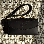 Chivis Clutch Wallet with Wristlet in Black Bridle Leather - American Artisanal Leather Purses and Bags. Woman Owned Small Biz from Mchenry | Chicago IL.