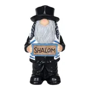 Orthodox Gnome Statue with Shalom Sign, 6 x 4.5 x 11 Inches