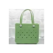 Summer Rubber Tote Solid Color Jelly Beach Bags: FRUIT GREEN / ONE SIZE(2)
