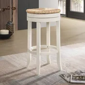 30" Round Rush Seat Swivel Bar Stool