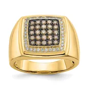 14k Champagne Gold and White Diamond Men's Band