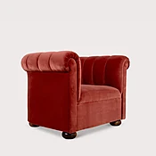 Channeled Club Chair in Rouge Cotton Velvet