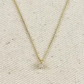 18k Gold Filled  Mini CZ Solitaire Necklace