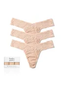 3 Pack Supima® Cotton Low Rise Thongs With Lace Chai