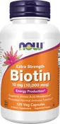 NOW Supplements, Biotin 10 mg (10,000 mcg), Extra Strength, Energy Production*, 120 Veg Capsules