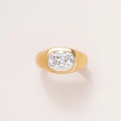 22K Gold Cushion Shaped Ring 3.12 Carat Lab Diamond