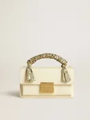 Kleine Venezia Bag aus butterfarbenem Palmellato-Leder mit geflochtenem Tuch