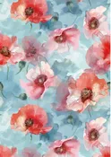 Watercolor Poppy - A3 Rice Decoupage Paper