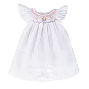 Angel Wing Smocked Dress - Lavender Dot Fabric