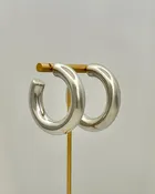 50mm Chunky Hoop Earrings - Silver
