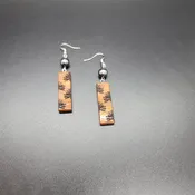 8mm Shell Pearl Koa Short Narrow Rectangle Earrings