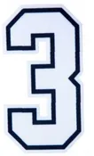 3.5" White on Black on White Umpire Sleeve Twill Numbers