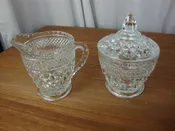 Vintage Anchor Hocking Wexford Glass Creamer and Sugar Set with Sugar Lid