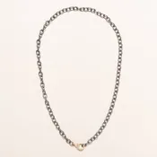 18" Silver Chain with Gold Diamond Clasp
