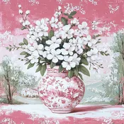 10" x 10" Pink Chinoiserie Vase Sign TTE-229