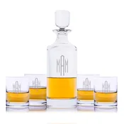 Custom Hancock Liquor Decanter 5pc. Rocks Set By Crystalize
