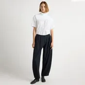 Anaya Side-Pleat Barrel Pant
