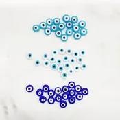 10mm Glass Evil Eye Beads Light Blue Dark Blue or White (5pc)