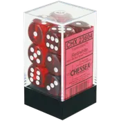 16mm d6 Translucent 12 Dice Red/White