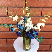Blue and White Orchids Vase