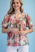 Floral Print VNeck Blouse by Gigio