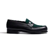 180 Loafer [Men Dark green suede calfskin & initial blue boxcalf]