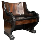 American Classical Revival Macassar Ebony Throne Chair from the Frick Estate