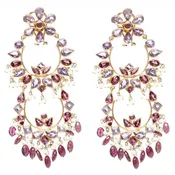 14k Gold Tourmaline and Amethyst Jinea Earrings