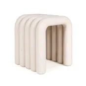 Alma Modern Square Channel Waterfall Curved Stone Side Table Stool