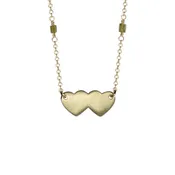 18K Gold Double Heart Pendant on Opaque Diamond Chain