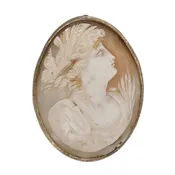 10k Yellow Gold Antique Shell Carved Cameo Broach