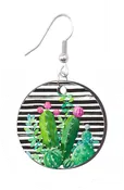 Cactus Black Stripes - Round Earring Design