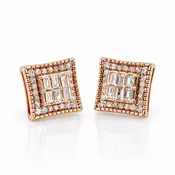 10k Rose Gold Diamond Square Earring