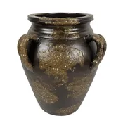 10″ Ceramic Vase with Handles, Coffee