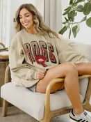 Arkansas Hogs Helmet Fade Sand Thrifted Sweatshirt