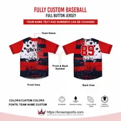 Custom Sublimated Baseball Full Button Jersey