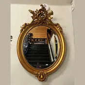 Vintage European Oval Beveled Wall Mirror – Antique Gold Oval Mirror