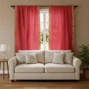 2 Pink Sari Curtains – Rod Pocket Drapes, Handmade Window Treatment Panels