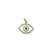 14K Gold Blue Sapphire Round Evil Eye Charm
