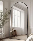 ShipItFurniture - Full Length Mirror With Stand 78x38 Inch Black Aluminum Frame