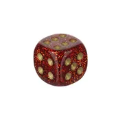 12mm Round Corner Glitter Dice - Ruby Red With Gold Dots