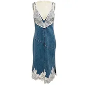 3.1 Phillip Lim Blue Denim Slip Dress with Lace
