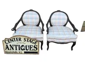 58515 Pair French Country Bergere Armchair Chairs