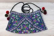 Boho Ethnic Embroidery Bag - Floral Purple Green