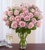 3 Dozen Pink Rose Vase